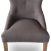 Casa Padrino Luxus Esszimmerstuhl mit Ringgriff Dunkelgrau und braune Beine 59 x 65 x H. 98 cm