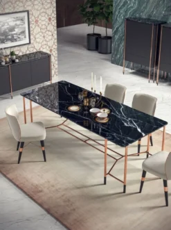 Casa Padrino Luxus Esszimmer Stuhl 6er Set Weiß / Schwarz / Kupfer 50 x 54 x H. 83 cm - Esszimmer Möbel - Restaurant Möbel - Hotel Möbel - Luxus Möbel - Luxus Kollektion