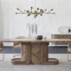 Casa Padrino Luxus Esszimmer Stuhl 8er Set Grau / Orange / Messing 60 x 63 x H. 82 cm - Esszimmer Möbel - Restaurant Möbel - Hotel Möbel - Luxus Möbel - Luxus Kollektion