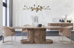 Casa Padrino Luxus Esszimmer Stuhl 8er Set Grau / Orange / Messing 60 x 63 x H. 82 cm - Esszimmer Möbel - Restaurant Möbel - Hotel Möbel - Luxus Möbel - Luxus Kollektion