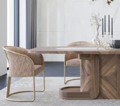 Casa Padrino Luxus Esszimmer Stuhl 8er Set Grau / Orange / Messing 60 x 63 x H. 82 cm - Esszimmer Möbel - Restaurant Möbel - Hotel Möbel - Luxus Möbel - Luxus Kollektion