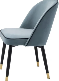Casa Padrino Luxus Esszimmerstuhl Set Blau / Schwarz / Messing 53 x 56 x H. 84 cm - Esszimmerstühle mit edlem Samtstoff - Esszimmer Möbel