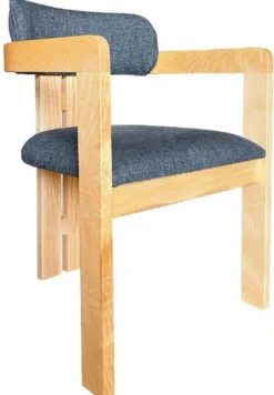 Casa Padrino Luxus Esszimmerstuhl 4er Set mit Armlehnen Blau / Naturfarben 56 x 54 x H. 82 cm - Esszimmer Möbel - Restaurant Möbel - Massivholz Möbel - Luxus Möbel