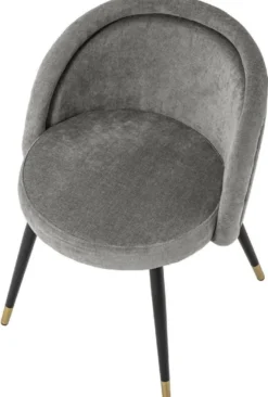 Casa Padrino Luxus Esszimmerstuhl Set Grau / Schwarz / Messing 57,5 x 58 x H. 77 cm - Edle Esszimmerstühle - Luxus Esszimmer Möbel
