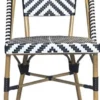 Casa Padrino Luxus Esszimmer Stuhl Weiß / Schwarz / Beige 49 x 46 x H. 91 cm - Luxus Rattan Garten Stuhl - Esszimmer Möbel - Garten Möbel - Rattan Möbel - Luxus Möbel
