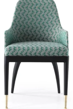 Casa Padrino Luxus Esszimmer Set Grün Muster / Schwarz / Messing - 1 Luxus Esstisch & 8 Luxus Esszimmerstühle - Esszimmer Möbel - Luxus Möbel - Luxus Kollektion