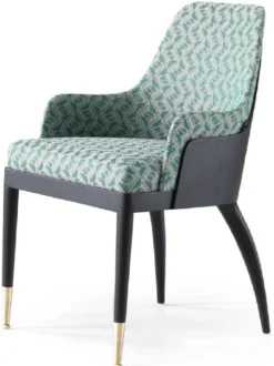 Casa Padrino Luxus Esszimmer Set Grün Muster / Schwarz / Messing - 1 Luxus Esstisch & 8 Luxus Esszimmerstühle - Esszimmer Möbel - Luxus Möbel - Luxus Kollektion