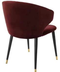 Casa Padrino Luxus Esszimmerstuhl mit Armlehnen Dunkles Bordeauxrot / Schwarz / Gold 57 x 66 x H. 83 cm - Esszimmermöbel