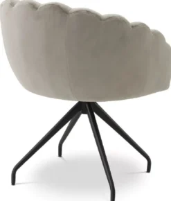 Casa Padrino Luxus Esszimmerstuhl Greige / Schwarz 65,5 x 64 x H. 78,5 cm - Drehstuhl mit edlem Samtsoff - Esszimmer Möbel - Luxus Möbel - Luxus Einrichtung - Esszimmer Einrichtung