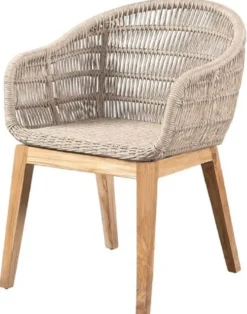 Casa Padrino Luxus Esszimmer Stuhl 4er Set Grau / Naturfarben 60 x 60 x H. 80 cm - Luxus Garten Stühle mit edlem Rattangeflecht - Esszimmer Möbel - Garten Möbel - Rattan Möbel - Luxus Möbel