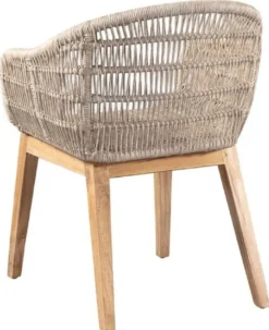 Casa Padrino Luxus Esszimmer Stuhl 4er Set Grau / Naturfarben 60 x 60 x H. 80 cm - Luxus Garten Stühle mit edlem Rattangeflecht - Esszimmer Möbel - Garten Möbel - Rattan Möbel - Luxus Möbel