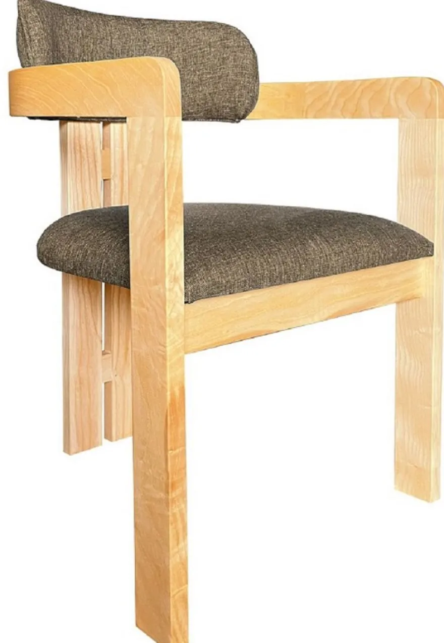Casa Padrino Luxus Esszimmerstuhl 4er Set mit Armlehnen Schwarz / Naturfarben 56 x 54 x H. 82 cm - Esszimmer Möbel - Restaurant Möbel - Massivholz Möbel - Luxus Möbel