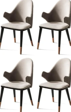 Casa Padrino Luxus Esszimmerstuhl 4er Set mit Armlehnen Grau / Schwarz / Kupfer 52 x 52 x H. 88 cm - Esszimmer Möbel - Restaurant Möbel - Esszimmer Einrichtung - Luxus Möbel - Luxus Einrichtung