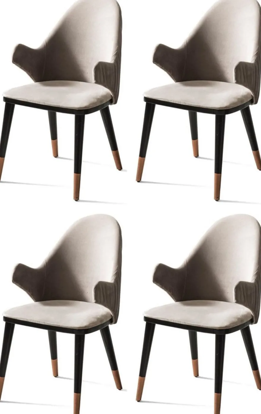 Casa Padrino Luxus Esszimmerstuhl 4er Set mit Armlehnen Grau / Schwarz / Kupfer 52 x 52 x H. 88 cm - Esszimmer Möbel - Restaurant Möbel - Esszimmer Einrichtung - Luxus Möbel - Luxus Einrichtung
