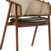 Casa Padrino Luxus Esszimmer Stuhl mit Armlehnen Braun / Naturfarben / Dunkelgrün H. 77 cm