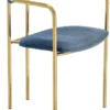 Casa Padrino Luxus Esszimmerstühle mit Armlehnen Blau / Gold 53 x 50 x H. 74 cm - Küchenstühle mit edlem Samtstoff - Esszimmer Set - Esszimmer Möbel