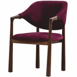 Casa Padrino Luxus Esszimmer Stuhl mit Armlehnen Lila / Dunkelbraun H. 87 cm