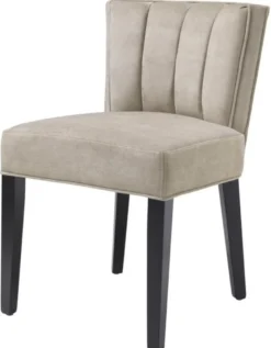 Casa Padrino Luxus Esszimmerstuhl Greige / Schwarz 51 x 62 x H. 82 cm - Luxus Esszimmer Möbel