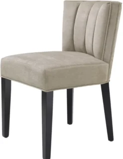 Casa Padrino Luxus Esszimmerstuhl Greige / Schwarz 51 x 62 x H. 82 cm - Luxus Esszimmer Möbel