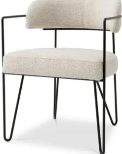 Casa Padrino Luxus Esszimmer Stuhl mit Armlehnen Weiß / Schwarz H. 75 cm