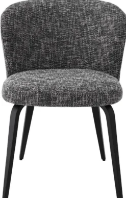 Casa Padrino Luxus Esszimmerstuhl Schwarz / Schwarz 57 x 69 x H. 81 cm - Gepolsterter Küchenstuhl im Retro Design - Luxus Retro Esszimmer Möbel