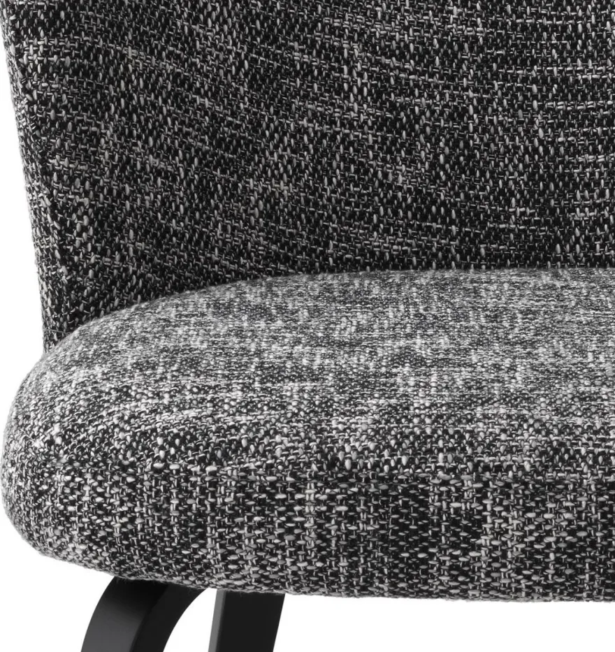 Casa Padrino Luxus Esszimmerstuhl Schwarz / Schwarz 57 x 69 x H. 81 cm - Gepolsterter Küchenstuhl im Retro Design - Luxus Retro Esszimmer Möbel