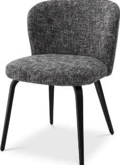 Casa Padrino Luxus Esszimmerstuhl Schwarz / Schwarz 57 x 69 x H. 81 cm - Gepolsterter Küchenstuhl im Retro Design - Luxus Retro Esszimmer Möbel