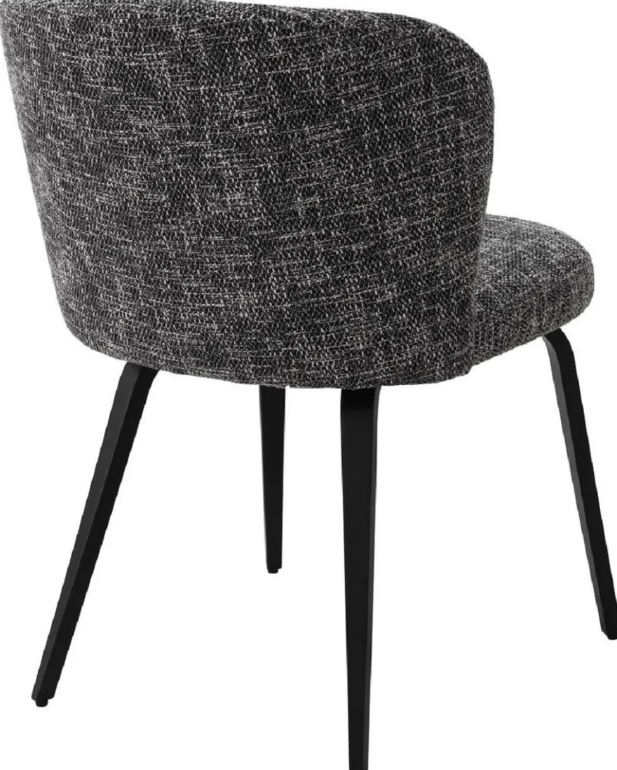 Casa Padrino Luxus Esszimmerstuhl Schwarz / Schwarz 57 x 69 x H. 81 cm - Gepolsterter Küchenstuhl im Retro Design - Luxus Retro Esszimmer Möbel