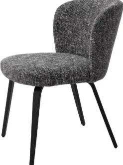 Casa Padrino Luxus Esszimmerstuhl Schwarz / Schwarz 57 x 69 x H. 81 cm - Gepolsterter Küchenstuhl im Retro Design - Luxus Retro Esszimmer Möbel