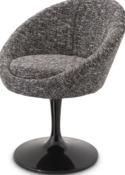 Casa Padrino Luxus Esszimmerstuhl Schwarz 67 x 57 x H. 78,5 cm - Drehstuhl im 60er Jahre Design - Luxus Esszimmer Möbel