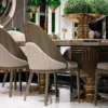 Casa Padrino Luxus Esszimmer Stuhl 6er Set Grau / Gold - Luxus Küchenstühle - Esszimmer Möbel - Restaurant Möbel - Luxus Möbel