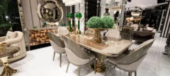 Casa Padrino Luxus Esszimmer Stuhl 6er Set Grau / Gold - Luxus Küchenstühle - Esszimmer Möbel - Restaurant Möbel - Luxus Möbel