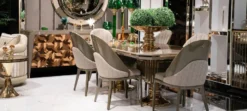 Casa Padrino Luxus Esszimmer Stuhl 6er Set Grau / Gold - Luxus Küchenstühle - Esszimmer Möbel - Restaurant Möbel - Luxus Möbel