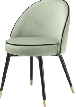 Casa Padrino Luxus Esszimmerstuhl Set Pistaziengrün / Schwarz / Messing 55 x 64 x H. 83 cm - Esszimmerstühle mit edlem Samtstoff - Esszimmer Möbel