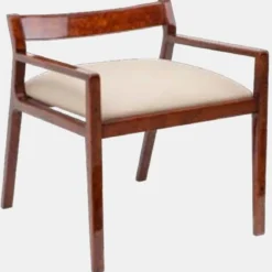 Casa Padrino Luxus Esszimmerstuhl 6er Set mit Armlehnen Braun / Creme 60 x 69 x H. 65 cm - Luxus Massivholz Küchen Stühle - Esszimmer Möbel - Küchen Möbel - Luxus Möbel - Luxus Einrichtung