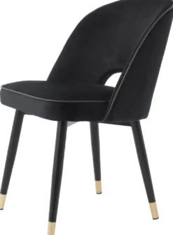 Casa Padrino Luxus Esszimmerstuhl Set Schwarz / Messing 53 x 56 x H. 84 cm - Esszimmerstühle mit edlem Samtstoff - Esszimmer Möbel