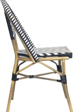 Casa Padrino Luxus Esszimmer Stuhl 4er Set Weiß / Schwarz / Beige 49 x 46 x H. 91 cm - Luxus Rattan Garten Stühle - Esszimmer Möbel - Garten Möbel - Rattan Möbel - Luxus Möbel