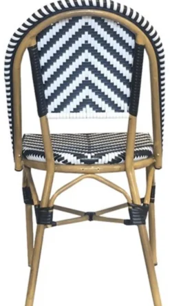 Casa Padrino Luxus Esszimmer Stuhl 4er Set Weiß / Schwarz / Beige 49 x 46 x H. 91 cm - Luxus Rattan Garten Stühle - Esszimmer Möbel - Garten Möbel - Rattan Möbel - Luxus Möbel