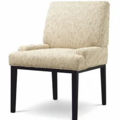 Casa Padrino Luxus Esszimmer Stuhl mit Armlehnen Naturfarben / Schwarz H. 91 cm