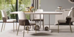 Casa Padrino Luxus Esszimmer Set - 1 Esstisch und 6 Esszimmer Stühle - Esszimmer Möbel