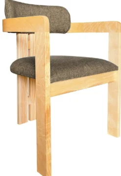 Casa Padrino Luxus Esszimmer Stuhl mit Armlehnen Schwarz / Naturfarben 56 x 54 x H. 82 cm - Massivholz Küchen Stuhl - Esszimmer Möbel - Restaurant Möbel - Massivholz Möbel - Luxus Möbel