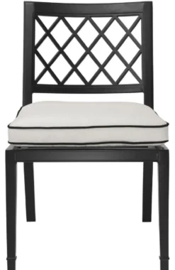 Casa Padrino Luxus Esszimmerstuhl Mattschwarz / Weiß 53 x 66 x H. 87 cm - Aluminium Küchenstuhl mit Kissen - Esszimmermöbel