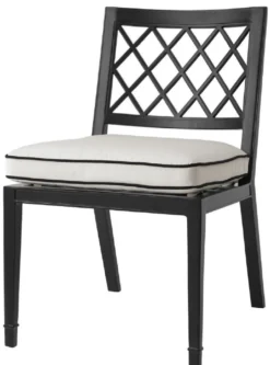 Casa Padrino Luxus Esszimmerstuhl Mattschwarz / Weiß 53 x 66 x H. 87 cm - Aluminium Küchenstuhl mit Kissen - Esszimmermöbel