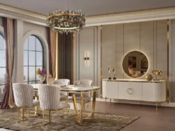 Casa Padrino Luxus Esszimmerstuhl 4er Set Grau / Gold 66 x 52 x H. 90 cm - Luxus Esszimmer & Restaurant Möbel
