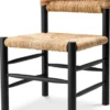 Casa Padrino Luxus Esszimmer Stuhl Schwarz / Naturfarben 54 x 62,5 x H. 80,5 cm - Massivholz Küchen Stuhl - Esszimmer Möbel - Luxus Möbel - Esszimmer Einrichtung - Luxus Einrichtung