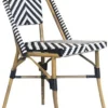 Casa Padrino Luxus Esszimmer Stuhl 8er Set Weiß / Schwarz / Beige 49 x 46 x H. 91 cm - Luxus Rattan Garten Stühle - Esszimmer Möbel - Garten Möbel - Rattan Möbel - Luxus Möbel