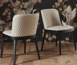 Casa Padrino Luxus Esszimmerstuhl 8er Set Cremefarben / Schwarz - 6 Esszimmerstühle ohne Armlehnen & 2 Esszimmerstühle mit Armlehnen - Luxus Esszimmer Möbel - Luxus Qualität - Made in Italy