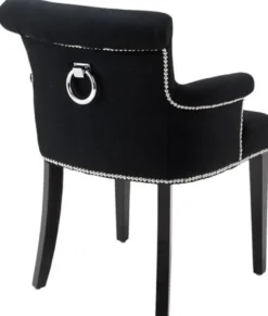Casa Padrino Luxus Esszimmerstuhl 4er Set Schwarz - Massivholz Küchenstühle mit Armlehnen und edlem Samtstoff - Luxus Esszimmer & Restaurant Möbel