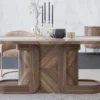 Casa Padrino Luxus Esszimmer Möbel Set Braun / Beige / Grau / Orange / Messing - 1 Luxus Esstisch & 8 Luxus Esszimmerstühle - Esszimmer Möbel - Restaurant Möbel - Luxus Möbel