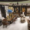 Casa Padrino Luxus Esszimmer Stuhl 6er Set mit Armlehnen Grau / Braun / Gold